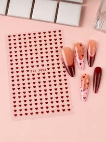 2pcs Mini Red Heart Nail Stickers Valentine's Day Nail Art Decals New Year Nail Supplies DIY Nail Charms Decorations - Đỏ - Xem 8
