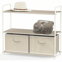 Simple Houseware - clóset de almacenamiento de 3 niveles con 2 cajones color beige - Beis - Ver 1