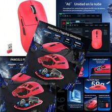 Free wolf A6 Mouse Gamer Mouse Inalámbrico con Bluetooth/2.4G/USB-C hasta 24000 dpi Ratón Gamer Recargable para Windows  Rojo - Rojo - Ver 1