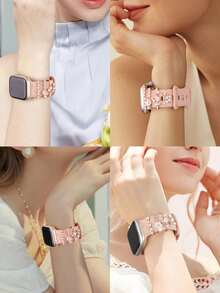 5/4/3pcs Metal Band Decor Rings Compatible With Apple Watch Band Charms 38mm 40mm 41mm 42mm 44mm 45mm 46mm 49mm, Gold Heart Cross Dog Paw Flower Diamond Rhinestone Silicone Band Accessories (Watch And Band Not Included) Ultra/Se/11/10/9/8/7/6/5/4/3/2/1, Compatible With Samsung - Multicolor - View 9