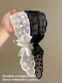 2pcs/1pc Floral Print Bow (Floral Embroidery Pattern Randomly Arranged) Elegant Vintage Bohemian French Lace Embroidered Wide-Brimmed Headband/Hair Hoop For Women, Romantic Countryside Style, Suitable For Summer, High-End Sweet Girl Hair Accessory, Outdoor/Beach Photography, Hair Band Head Accessories Beauty Home Hair Accessories Hairband,Travel,Birthday - Rusty Rose - View 10