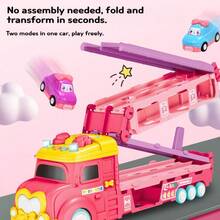 3-6 Years Old Girls' Toy Car Set, Cute Pink Bus Toy Truck With Foldable Track, Lights And Sounds, Friction Powered Princess Toy Cars, Birthday/Christmas/Back To School Gift - Princess Rail Car - View 8