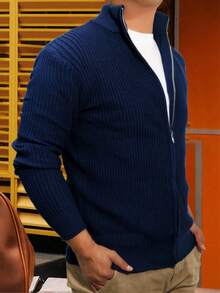 男士长袖拉链休闲立领针织开衫
