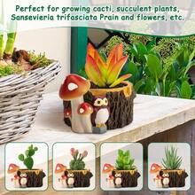 Macetas suculentas de búho para plantas con orificio de drenaje macetas para plantas de interior suculentas cactus maceta de interior para decoración del hogar oficina jardín - De - Ver 3