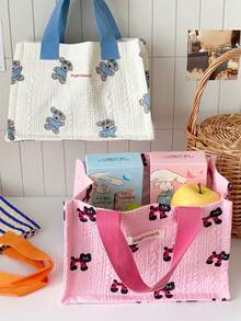 1个可爱卡通印花午餐包，适合上班族、学生，时尚便携，大容量多功能设计 - 彩色 - 查看 5