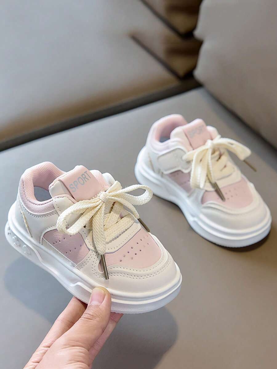 1 Pair Kids' Casual Sneakers, Spring/Autumn 2026, Boys' Leisure Skate Shoes, New Low-Top Girls' White Shoes, Soft Sole Versatile Trainers - Pink - View 1