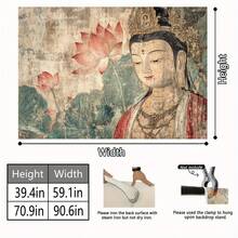 1pc Buddha & Lotus Pond Background - Vibrant Buddhist Art, Blooming Flowers, Suitable For Birthday Parties, Photo Booths, Outdoor Celebrations, Versatile Polyester Decor, Zen Home Accents, Subtle Suitable For Christmas And Halloween Decorations - Multicolor - View 8