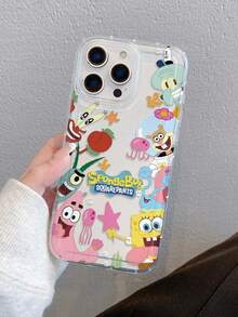 SPONGEBOB 1 pieza Funda de teléfono con cojín perforado y amortiguación, con diseño de personajes de dibujos animados de moda como Estrella, Bob Esponja, Calamardo, Sr. Cangrejo, adecuada para Samsung/Apple 17/16/15/14/13/12/11 Pro Max/12 Pro/14 Plus y otros modelos - Multicolor - Ver 6