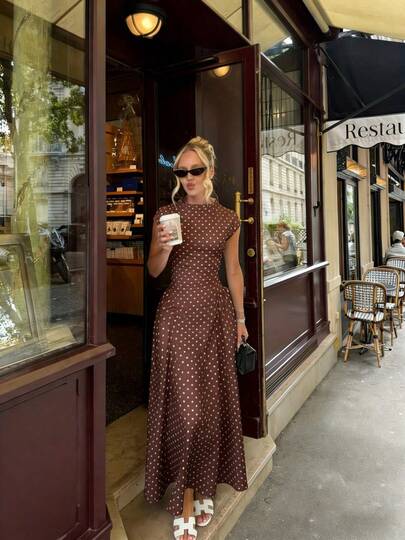 Elegant Floral Print Patchwork Casual Party Dress, Suitable For Holidays And Vacations