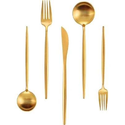 Matte Gold Silverware Set for 4,  20 Pieces Stainless Steel Flatware Set,Kitchen Utensil Set, Tableware Cutlery Set, Knife Spoons And Forks Set, Satin Finished Polished & Dishwasher Safe,36923880