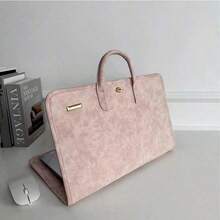 1个粉色多功能笔记本电脑包 - PU材质，防水防刮，金属扣 | 适用于办公室、家庭、商务旅行和旅游，便携时尚，非常适合拍照搭配