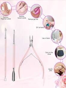 3件套去茧器套装，包括去茧推棒、专业去茧修剪器、带锋利刀片的不锈钢去茧钳，是送给女性的理想圣诞节、生日和新年礼物。 - 彩色 - 查看 5