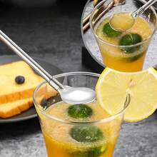 12 pajitas con cucharas 2 en 1 pajitas de acero inoxidable cucharas con 2 cepillos de limpieza para latte macchiato cócteles batidos color plateado - Plata - Ver 5