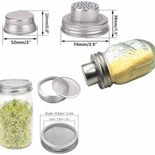 Mason Jars - Tapas agitadoras de acero inoxidable 304 y boca ancha para tarros de masón kits de tapas de colador de malla para boca ancha y boca regular juego de 4 tapas de conserva - Plateado - Ver 2