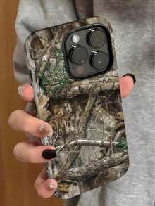 Forest Camouflage Pattern Phone Case, Shockproof And Sturdy Double-Layer Soft TPU Frame Hard Shell Design. Suitable For Compatible Phones: 17, 17air, 16, 15, 14, 13, 12, 11, PRO MAX, X, XS, PLUS, And As Well As Galaxy S21/22/23/24/25 Ultra/FE+, NOTE20 Ultra, A71/56/55/54/53/52/36/34/26/25/23/16/15/14/13/06. It's A Thoughtful Birthday Gift For Girlfriends, Boyfriends, And Friends. - 彩色 - 查看 3