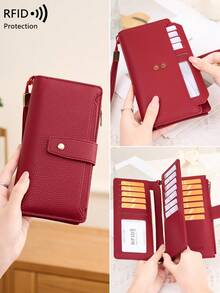 CHARM INFINITE Women's Multifunctional Large Capacity Trifold RFID Blocking Credit Card Wallet, Can Hold Credit Cards/ID/Coins/Cash/Receipts, Zipper Pocket Clutch Purse, Birthday/Anniversary Gift, Women Wallet, Long Wallet, Wristlet - Multicolor - View 10