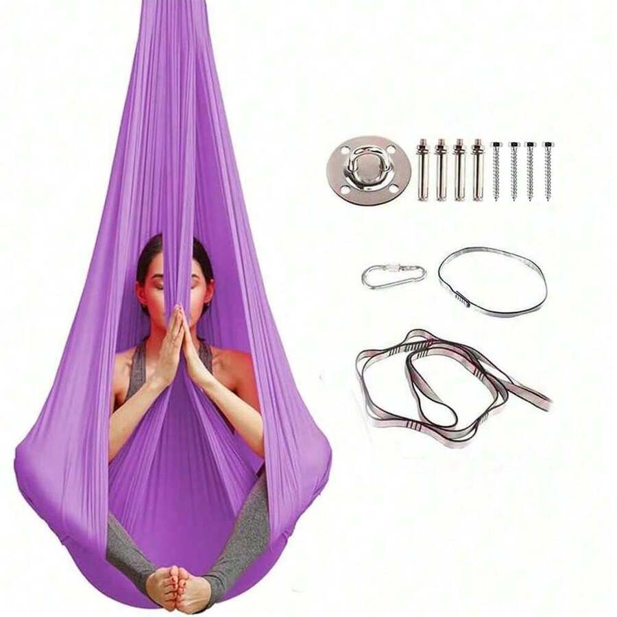 Active Silk Aerial Yoga Hammock Set, Enhances Yoga Inversion Poses, Flexibility And Core Strength