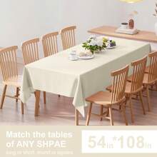 3/6pcs Ivory Color Disposable Rectangular Tablecloth, 54" X 108", Cream Waterproof Plastic Tablecloth For Party, Holiday And Gathering - Multicolor - View 3