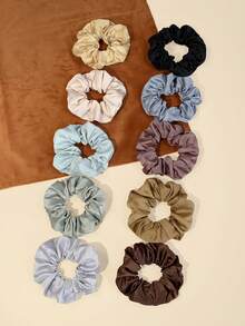 10 Peças/Conjunto Scrunchies de Cor Sólida Fosca, Tons de Cor Emudecidos de Alta Qualidade, Acessórios de Cabelo Minimalistas Versáteis e na Moda, Elásticos de Cabelo Não Danificadores, Suportes de Rabo de Cavalo, Elásticos de Cabelo, Corda de Cabelo, Essenciais para Corrida e Viagem - Multicolorido - Visão 8