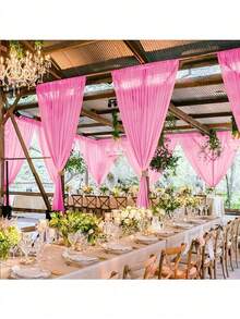 1pc Multi-Color DIY Tulle Fabric, Suitable For Wedding Headpiece, Mosquito Net, Sewing, Photography Backdrop, Wedding Decoration, Party, Birthday, Home Decor, Outdoor - Pink - View 8