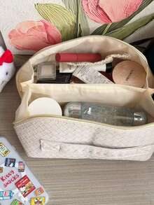 防水PU皮革化妆包，化妆品收纳包，便携式洗漱包，防水PU护肤包，大容量双层带隔层的化妆包，宽敞的带隔层的洗漱包，化妆旅行包，美容院装饰，厨房用品，浴室装饰，情人节礼物，伴娘礼物，生日礼物，圣诞礼物，旅行必备，女性旅行必备 - 彩色 - 查看 6