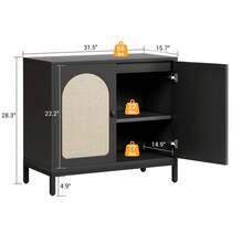 Huisuilinss Rattan Sideboard Buffet Cabinet,Rattan Storage Cabinet,Accent Buffet Table,Coffee Bar Cabinet,Cupboard Console Table,TV Stand With Adjustable Shelf For Kitchen Living Room Hallway - negro - Ver 3