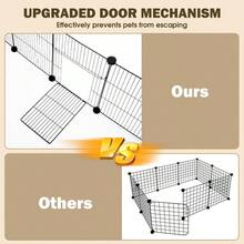 12 Panels Small Animal Playpen With Waterproof Mat - Durable Metal Wire Yard Fence For Guinea Pigs Kittens Puppies Hamsters And Hedgehogs - Indoor And Outdoor Pet Cage - 12片金屬板,附防水墊 - 查看 5