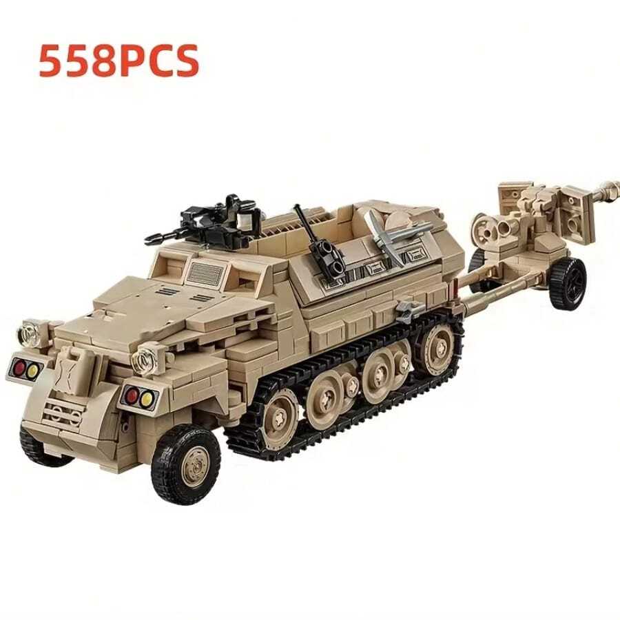 1000+Pcs/558pcs Yellow Armored Vehicle Building Blocks Set, Model Building Blocks, Assembly Blocks, Valentine's Day Gift, Christmas Gift, Birthday Gift - Multicolor - View 1