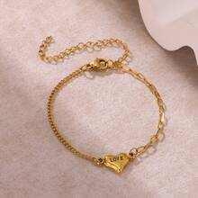 Pulsera de cadena de mano delicada chapada en oro, cadenas de eslabones hechas a mano que conectan brazaletes de arnés, joyería de mano para mujer, regalo, joyería de playa de verano - B2339 - Ver 16