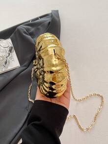 迷你贝壳造型时尚激光金属手拿包，Y2K复古金属框架链条单肩斜挎包，适合女士正式晚宴、外出、约会、购物等场合，优雅贝壳钱包，完美搭配派对、婚礼、盛会和宴会，可与婚纱、正式礼服、舞会礼服和生日服装搭配。 - 金色 - 查看 9