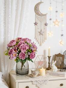 1/3/80 piezas Flores artificiales de peonía de 12.99 pulgadas con pequeñas flores de lavanda, plantas falsas, ramo de novia, suministros DIY para coronas de San Valentín y decoración de boda, decoración de ramo de novia, decoración de coche de boda, decoración de arco y entrada, hogar, restaurante, dormitorio, decoración de jarrón - rojo morado - Ver 7