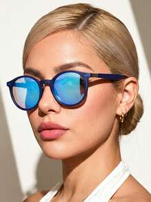 Women Sunglasses - 鏡面藍黑 - 查看 3