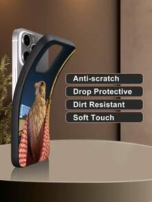 Stylish Falcon Themed 2D Graphic Pattern, Personalized, High-End Middle Eastern , Suitable As Birthday, Halloween, Christmas, New Year Gift For Coworkers, Friends, Family, Couples. Black Hollow Lens Frosted Soft Case, Dust-Proof, Waterproof Protection Compatible With IPhone 17/16/15/14/13/12/11/Pro/ProMax/X/XR/XS/XSMAX/7/8/PLUS - Black - View 5