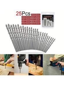 25件套麻花钻头套装，0.5-3毫米高速钢微型麻花钻头，适用于在金属、木材和塑料上进行精密钻孔，可用于制作手镯，圣诞礼物 - 彩色 - 查看 3