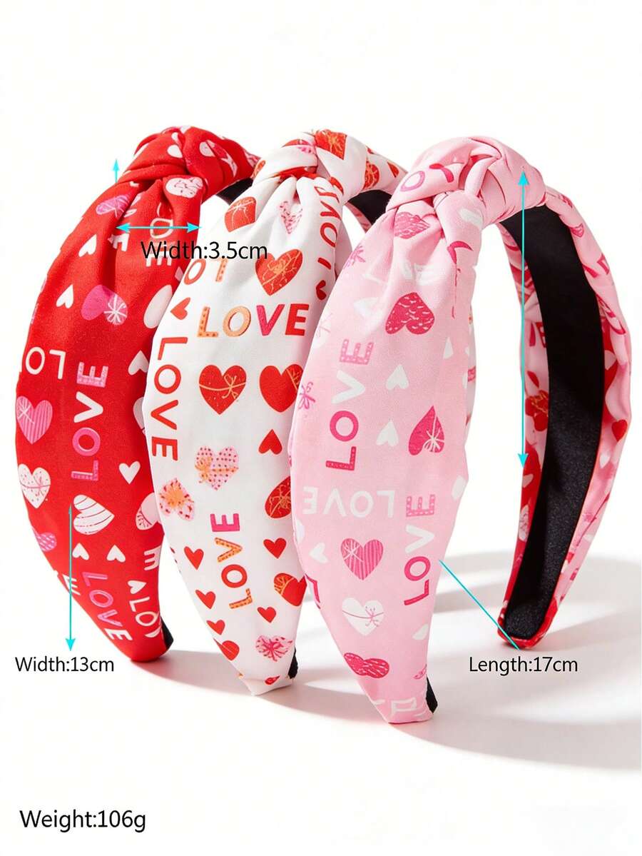 1 chiếc băng đô in hình chữ cái và trái tim dành cho ngày Valentine, phụ kiện tóc ngọt ngào đa năng cho ngày lễ tình nhân. - Nhiều màu - Xem 1
