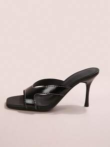 Giày sandal cao gót mũi vuông mỏng, kiểu dáng tối giản cổ điển Pháp, sang trọng, gợi cảm dành cho nữ, thích hợp đi làm, kiểu dáng thanh mảnh và thời trang. - màu đen - Xem 3