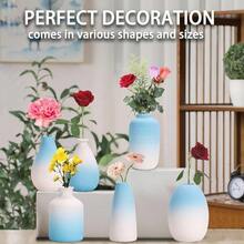 Juego de jarrones de cerámica - Contiene 6 jarrones pequeños con colores degradados. Adecuado para centros de mesa en el hogar, decoración de habitaciones y oficinas. Azul - Azul - Ver 6