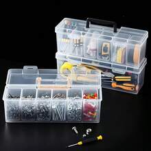 Awaoko 7件套（6个小盒子+1个大盒子）工具零件收纳盒，多隔层便携式透明工具收纳盒，家用螺丝、扳手、五金配件分类收纳盒，玩具整理盒，便携式隔断整理分类盒 - 理想的收纳和工具收纳之选