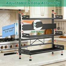 2025 Model Kitchen Spice Rack | Three-Tier Height-Adjustable Standing Spice Rack | Large-Capacity Rust-Proof Metal Condiment Storage Rack | Kitchen Storage Rack, Suitable For Pantries And Bathrooms (Length 19.6 Inches * Height 21.2 Inches, Black) Gift For Home Holiday Decorations - 黑色 - 查看 7