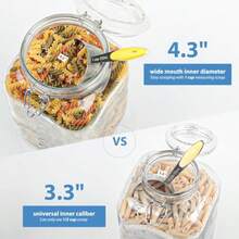 2 Pack 1 Gallon Square Super Wide-Mouth Glass Jars with Airtight Lids - Glass Storage Jars with 2 Measurement Mark - Canning Jars with Large Capacity Sturdy For Canning Overnight Oats 4200 ML - Claro - Ver 5
