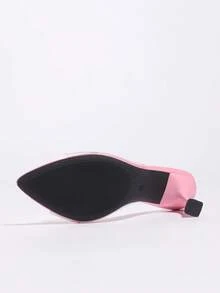 Jin Bei Qi 女士高跟鞋,时尚宴会派对户外优雅透明PVC玻璃鞋跟带尖头套脚穆勒鞋,柔软镜面材质,性感舒适,适合派对、休闲、户外、旅行、春夏装扮 - 粉色 - 查看 10