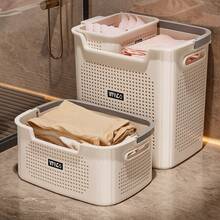 1个小号+1个大号脏衣篮，可折叠塑料洗衣篮，带轮子，适用于浴室和洗衣房，双尺寸便携式脏衣篮套装，方便分类、搬运和快速清理，轻便耐用的洗衣收纳架，节省空间的可移动衣物架，适用于家庭和宿舍。 - 彩色 - 查看 1