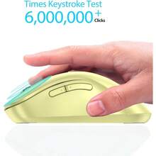memzuoix Ratón inalámbrico 24 GHz ratón óptico inalámbrico portátil de 1400 ppp con mini receptor USB 5 bos y funcionamiento con batería para ordenador portátil escritorio MacBook color - Amarillo - Ver 4
