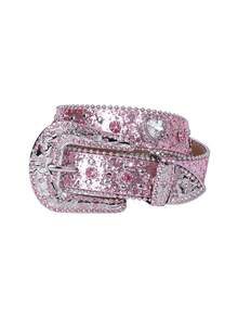 Children's Diamond Embellished Belt, Fashionable Streetwear Style, Rhinestone Decorated Belt For Boys And Girls - A - View 47