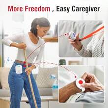 CallToU - Botones inalámbricos de llamada para monitoreo de ancianos con 2 botones de pánico y 1 receptor USB sistema de alerta de enfermería de alcance de 500 pies para personas mayores de cuidado - Blanco - Ver 2