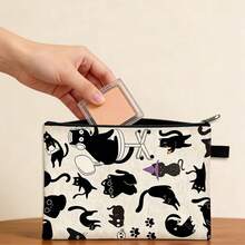 1pc Cute Cartoon Cat Print Pouch, Suitable As Toiletry Bag, Cosmetic Organizer, Medical Supply Bag To Store Cash, Keys, Cosmetics, Toiletries. Great For Short Trips, Travel, Summer Camp, Office Supplies Storage. An Essential Gift For Teachers' Day, Valentine's Day Or Birthday. - Multicolor - View 7