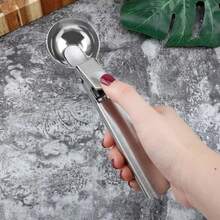 Heavy-Duty Stainless Steel Ice Cream Scoop With Trigger - Perfect For Ice Cream And Jelly, Dishwasher- For High-Temperature Washing, With A Comfortable Grip