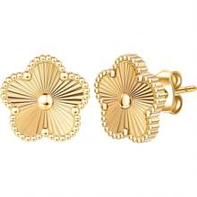 Clover Earrings For Women-14K Gold Four Leaf Flower Hypoallergenic Stud Pearl Of Mother Non Tarnish Stainless Steel Lucky Gift-Waterproof Lightweight Cute Shiny Jewelry Colors-White Black Blue Red Green Gold Silver Earring - 黃金/黃金 - 查看 1