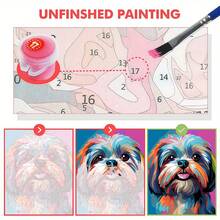 1 Set Colorful Puppy Themed DIY Painting By Numbers Kit For Adults, Frameless, Suitable For Living Room & Bedroom Decor, Creative Gift For Holidays, Birthdays, 40*50CM - Multicolor - View 2