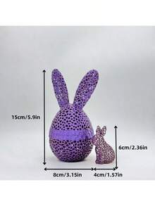 Easter Eggshell Bunny Figurine Hollow Rabbit Eggshell Table Ornament Spring Bunnies Statue For Home Farmhouse Decor